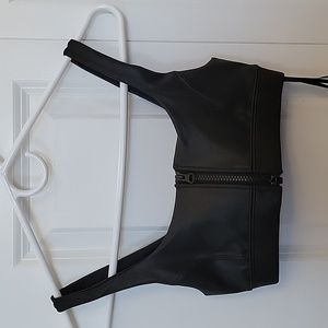 IVL Collection Faux Leather Bra, Black, Size 2